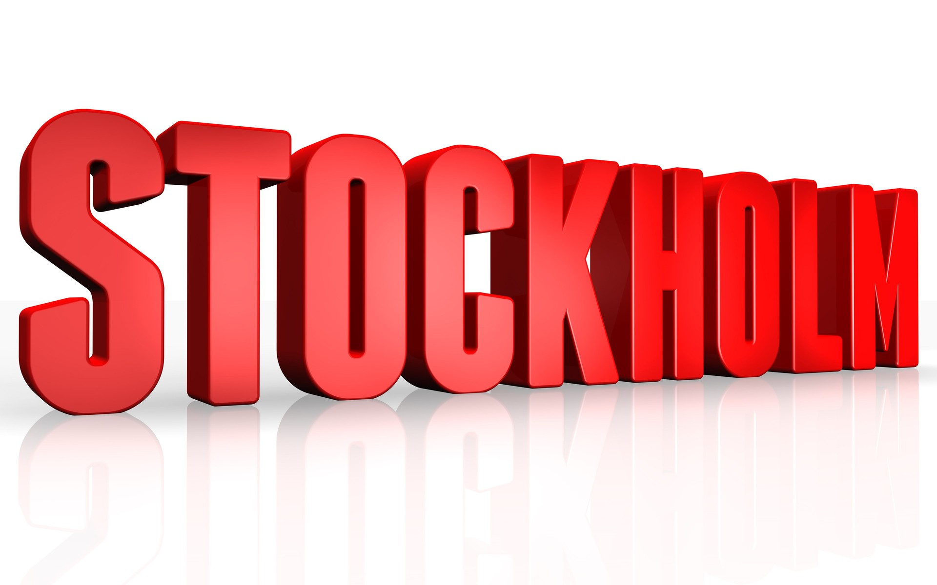 3D Stockholm text on white background